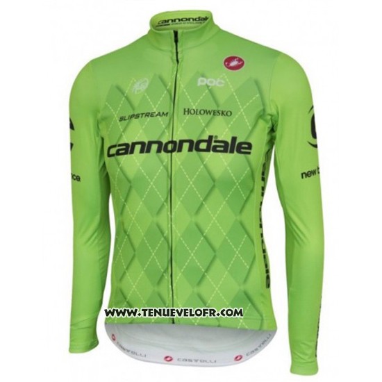 2016 Maillot Ciclismo Cannondale Noir et Vert Manches Longues et Cuissard